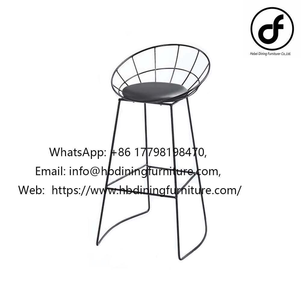 Tall iron wire round bar stool