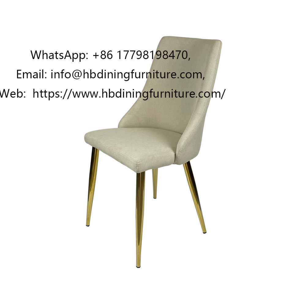 Leather dining chair with gilded legs