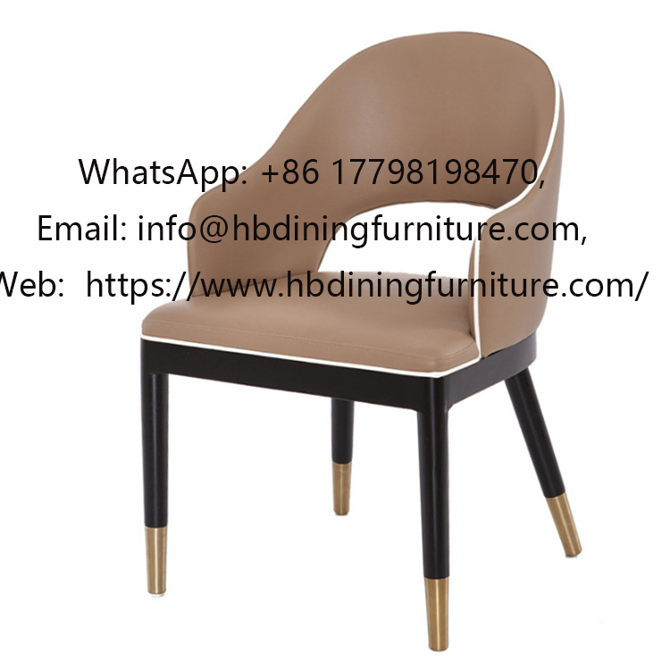 Hollow high back leather dining chair