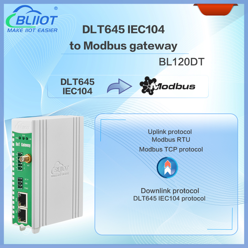 BLIIoT| New Version BL120DT DL/T645 IEC 104 to Modbus Conversion in Power System Automation