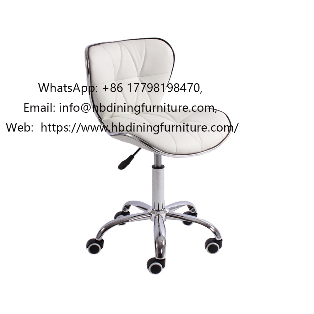 Swivel leather diamond pattern office stool with wheels