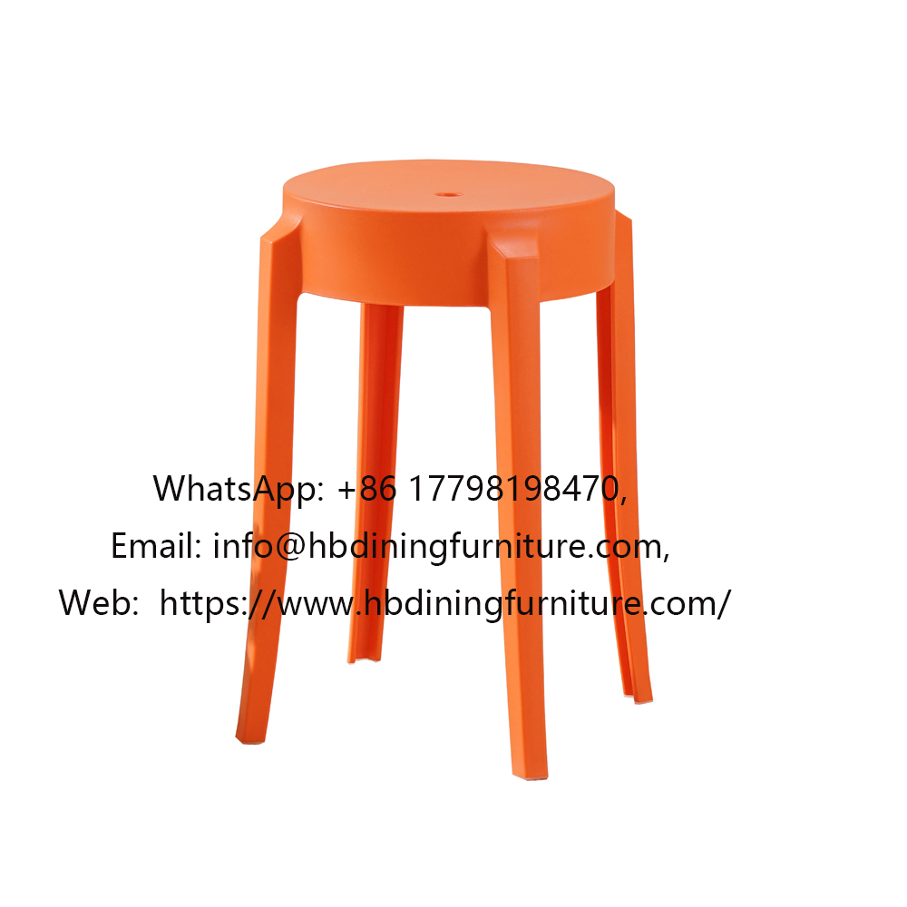 Orange one-piece plastic stool