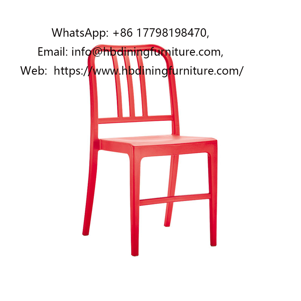 Red plastic dining chair