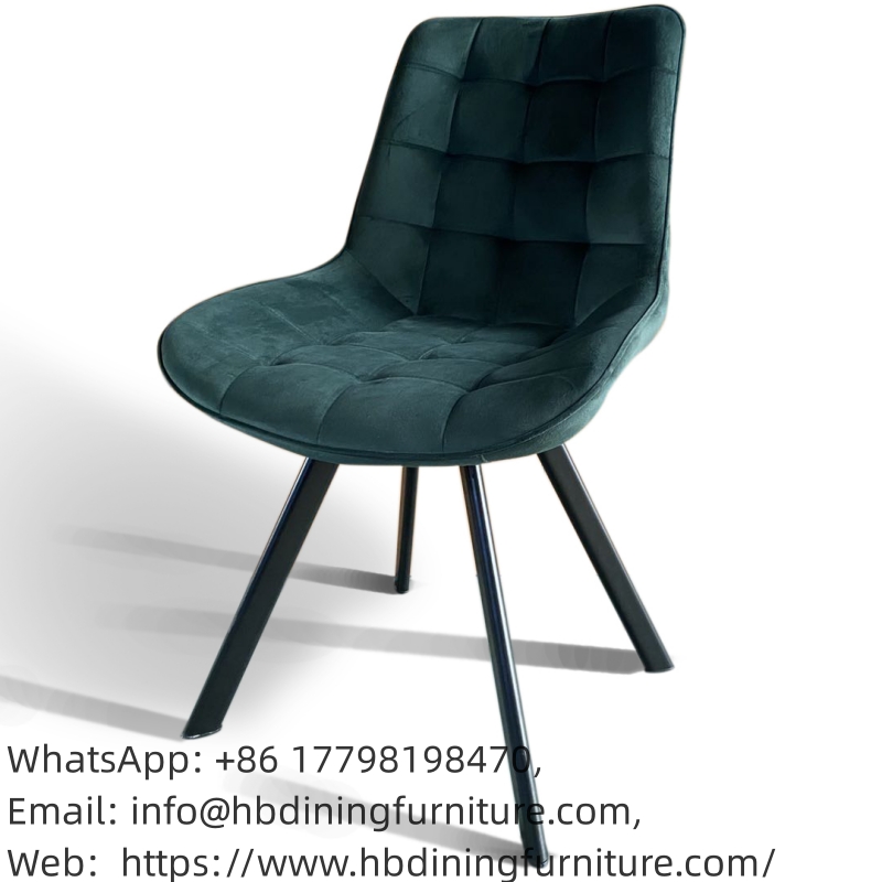 Velvet Dining Chair Striped Cushion Iron Legs DC-R08B	