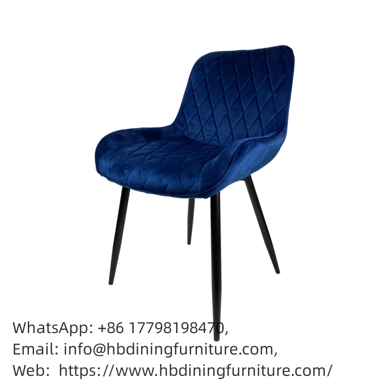 Velvet Dining Chair Wooden Legs Fabric Upholstered DC-R32