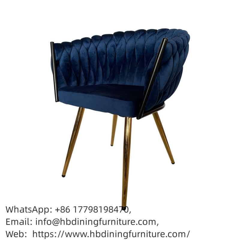 Velvet Dining Chair Petal Armchair Gold Plated Legs DC-R33