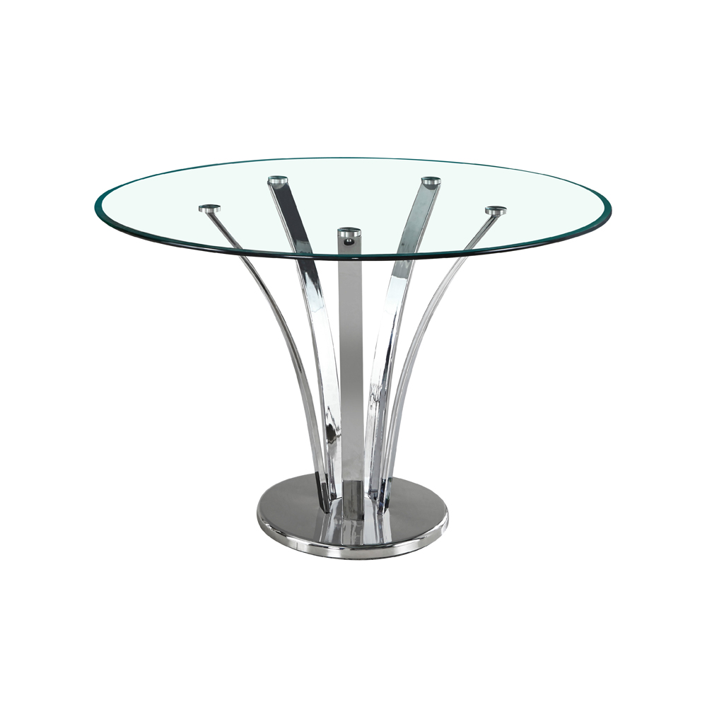 Round Glass Dining Table with Metal Base DT-G11