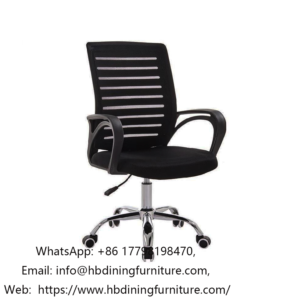 Black mesh breathable swivel office chair with armrests