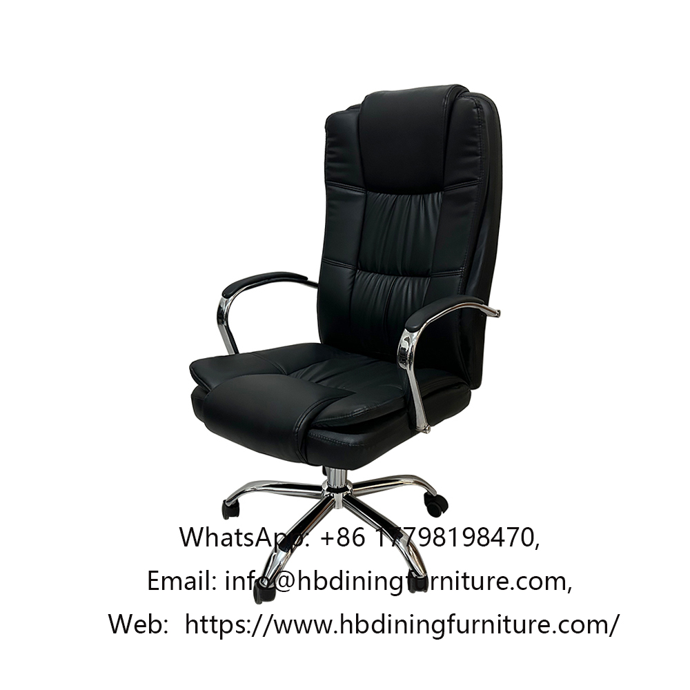 Leather swivel office chair with armrests