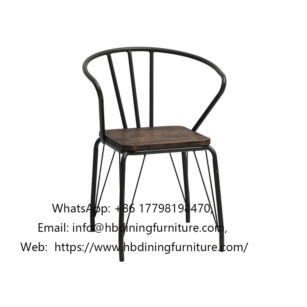 Curved backrest armrest iron chair