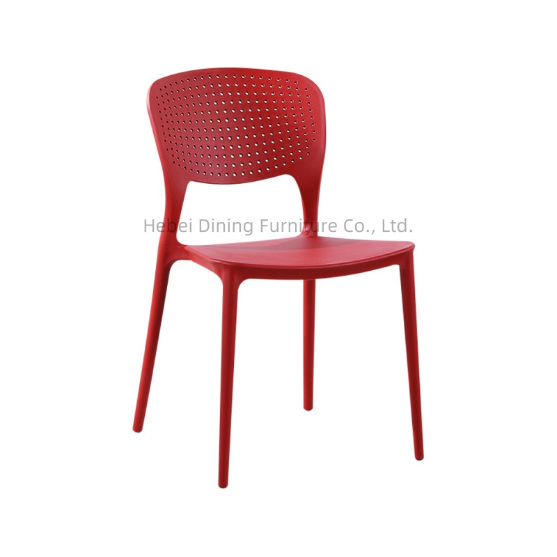 Red Plastic Dining Chair with Backrest DC-N27