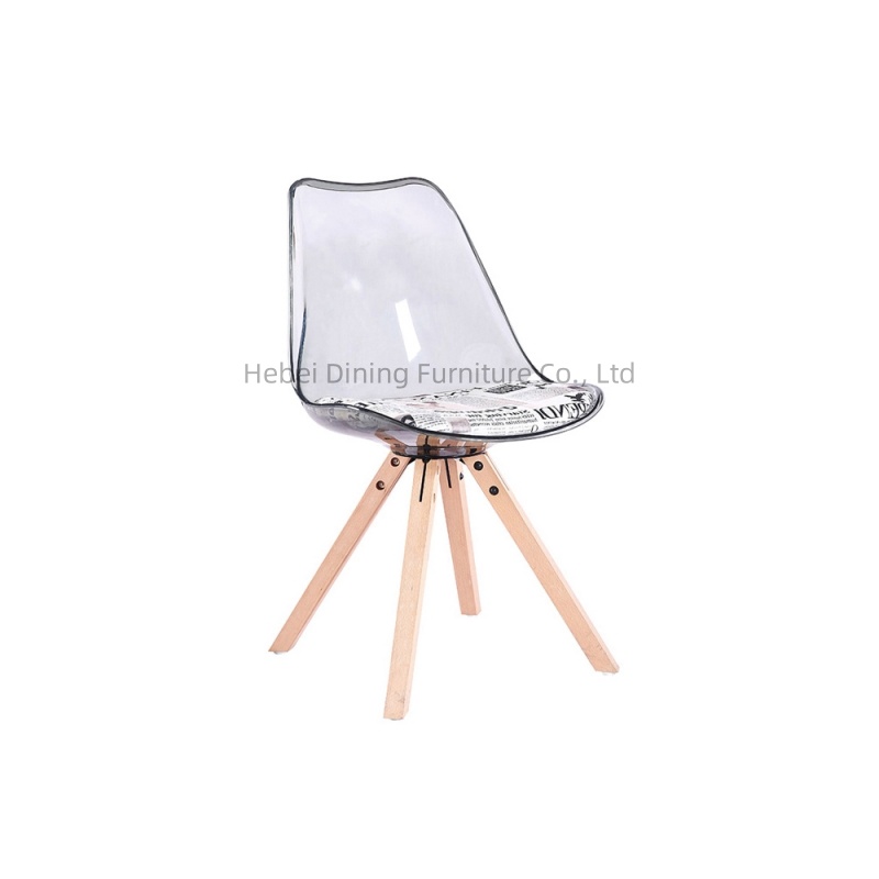 Plastic Dining Chair Acrylic Backrest Wooden Legs DC-P03PD