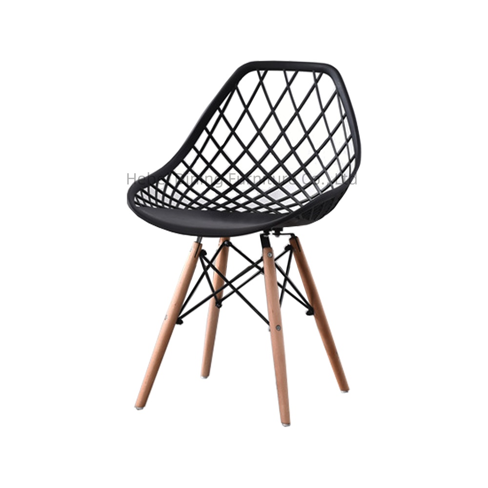 Plastic Chair with Hollow Back and Wooden Legs DC-P14