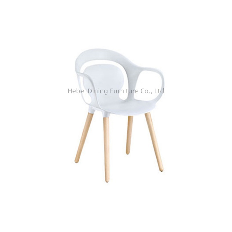 Plastic Armchairs with Cut-Out Backrest Wood Legs DC-P17