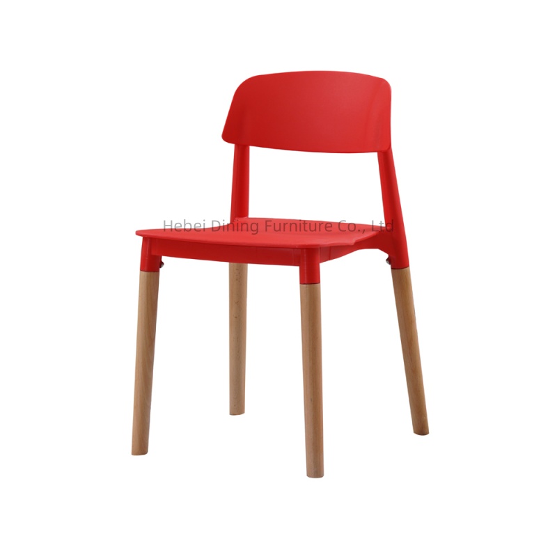 Square Seat Plastic Back Four Wood Legs Dining Chair DC-P70