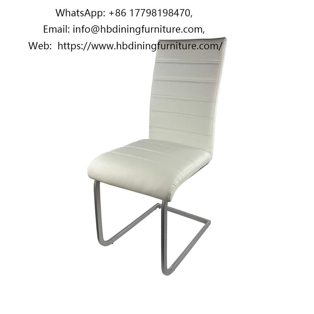 Gray Leather Metal Leg Dining Chair