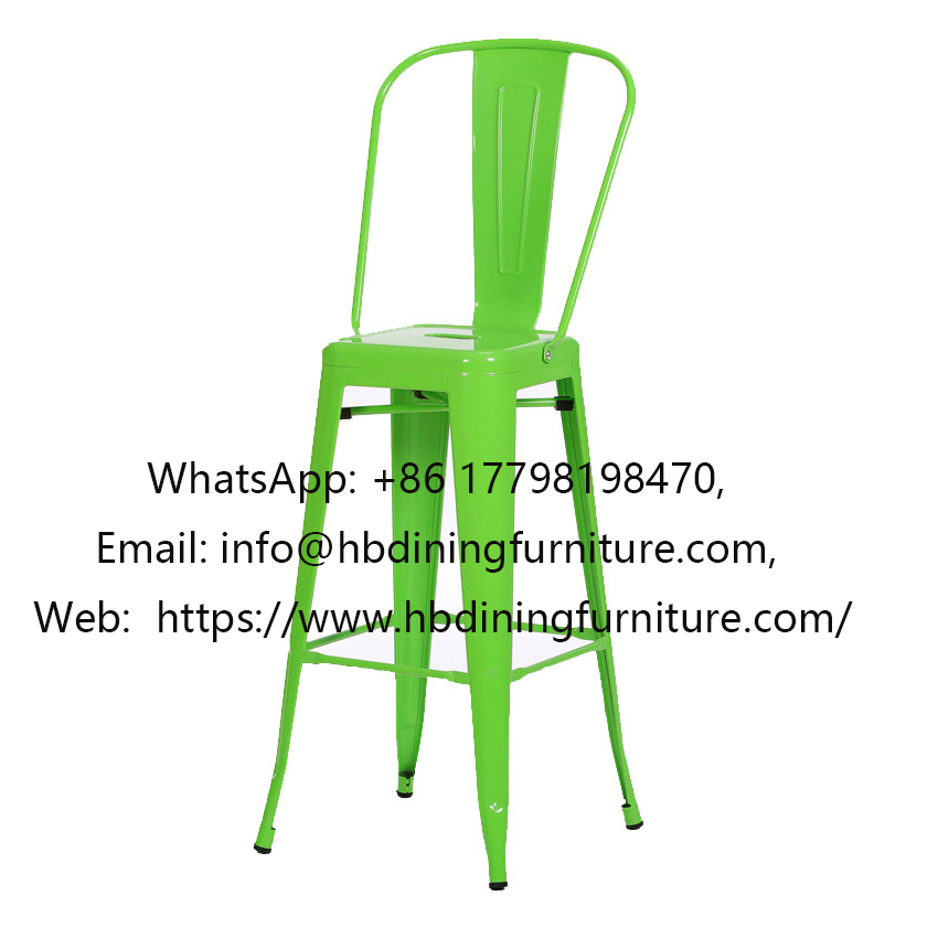 Green backrest wrought iron bar chair