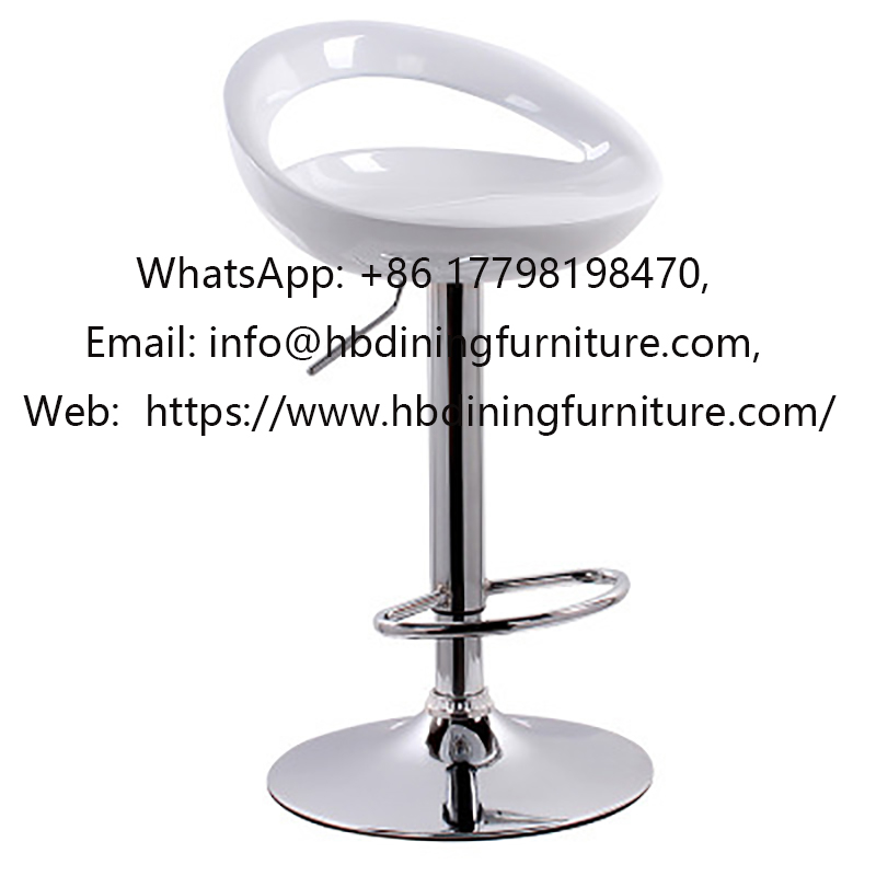 Swivel white plastic bar stool