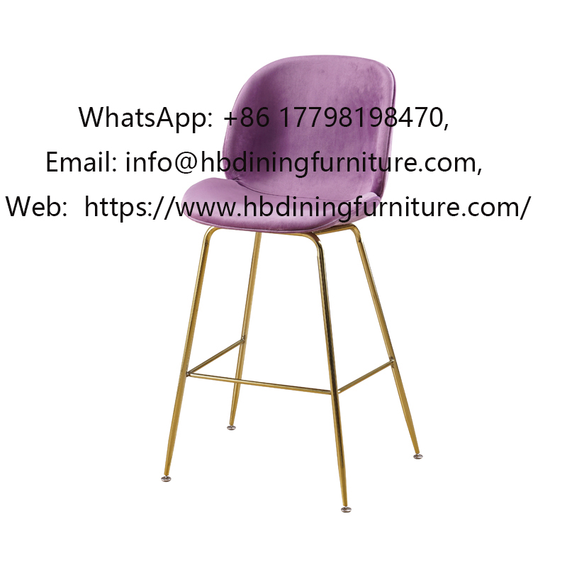 Purple velvet high bar chair
