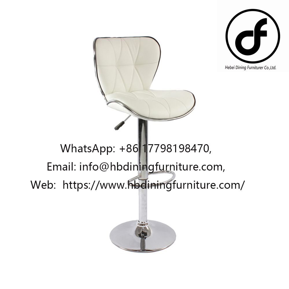 White leather swivel high bar chair