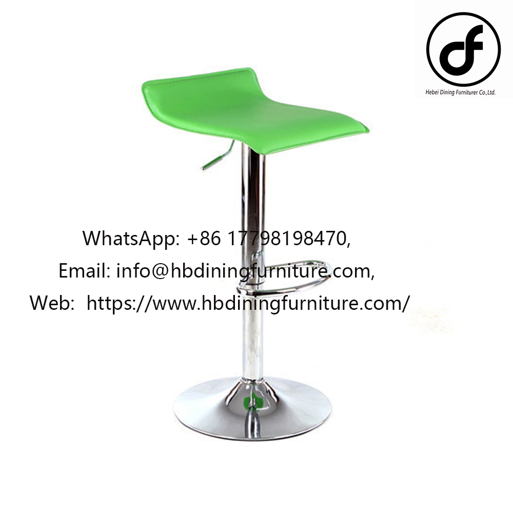 Green leather swivel high bar chair