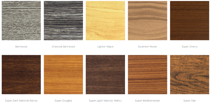 Wood grain powder coating