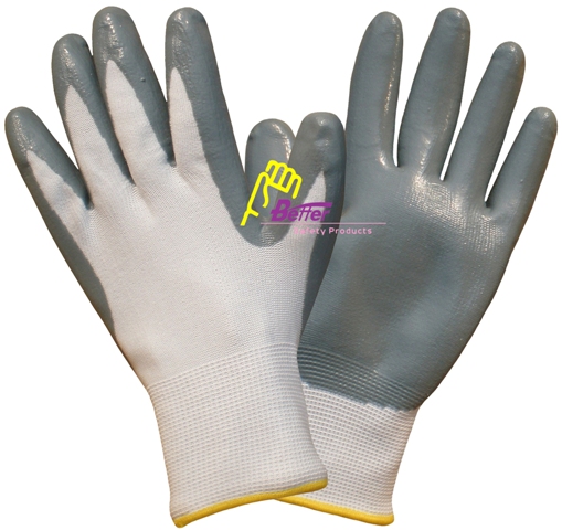 13 Or 15 Guage Nylon With Nitrile Dipped Work Gloves 