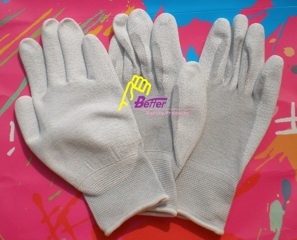 13 guage carbon nylon yarn seamless knitted lining,PU palm coated anti static work gloves