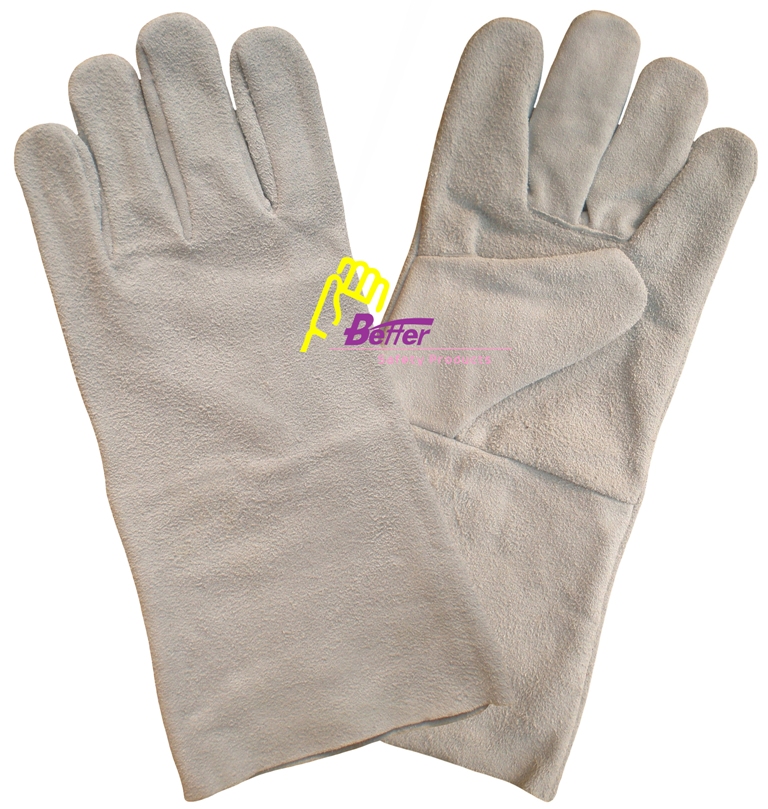 Natural cow split leather welder gloves,no lining, one piece leather back and no layerage welding work gloves