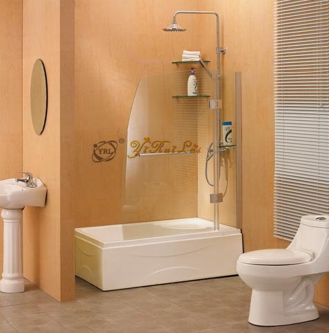 One fixed one linked bathtub screen shower room