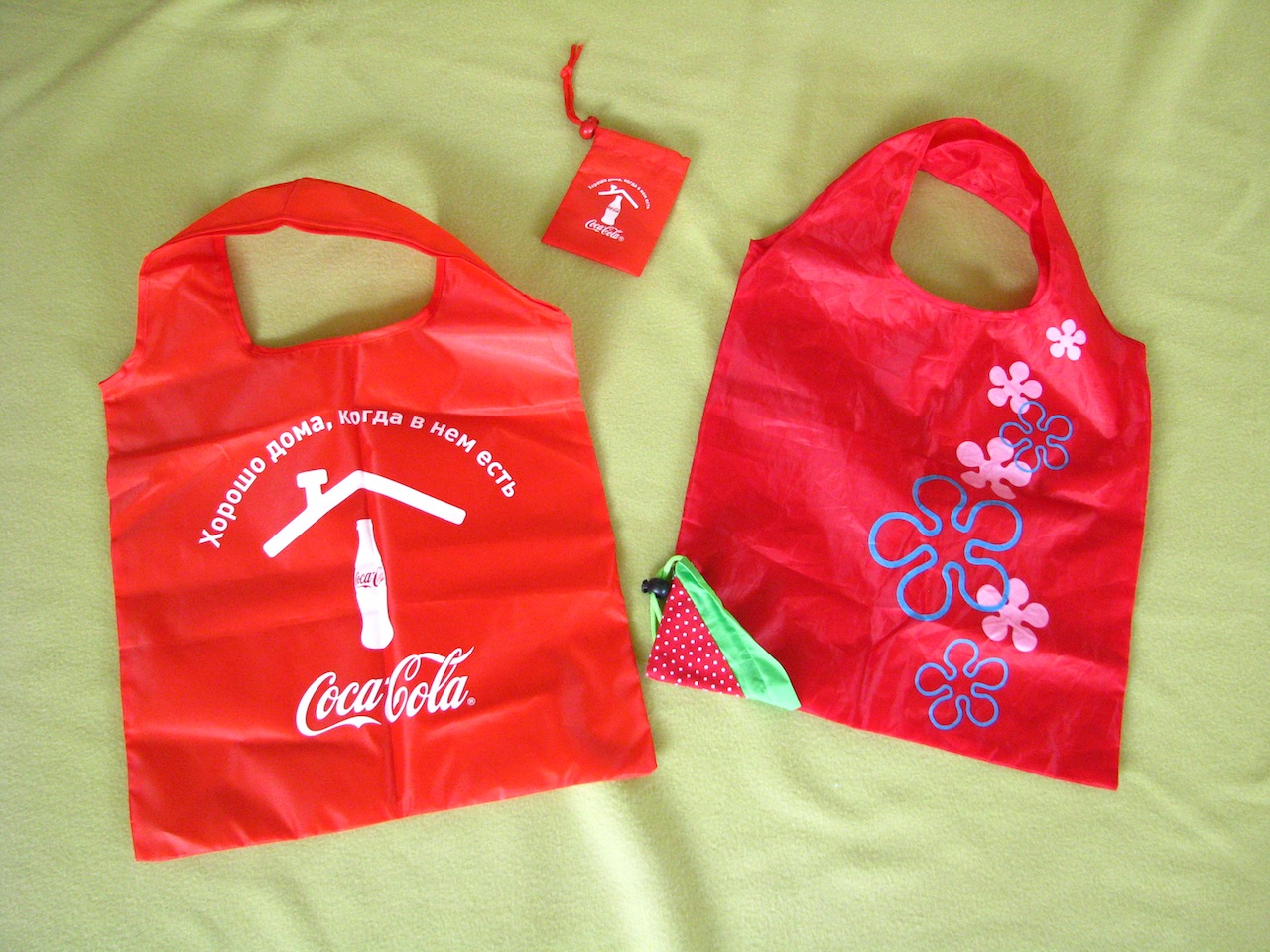 Polyester foldable shopping bag Coca-Cola