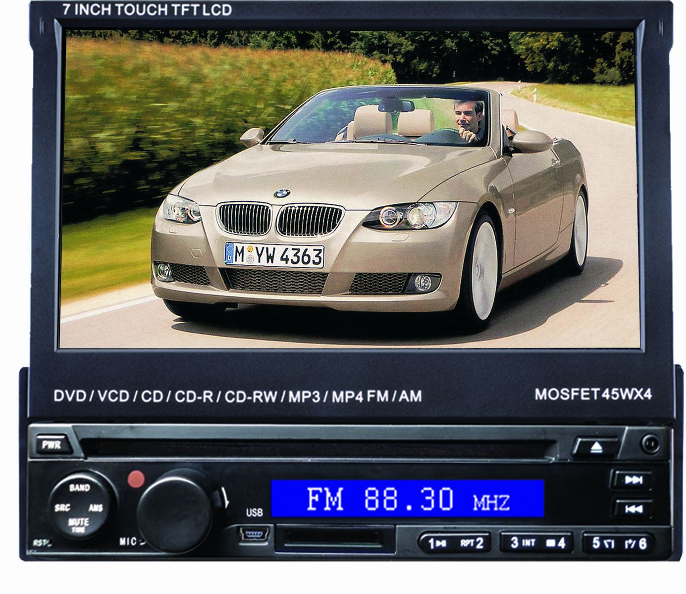 	7 inch One Din In-dash Motorized TFT-LCD Monitor/TV DVD player
