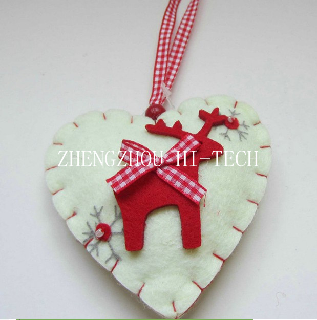 Heart shape holiday gift felt xmas moose design decoraiton