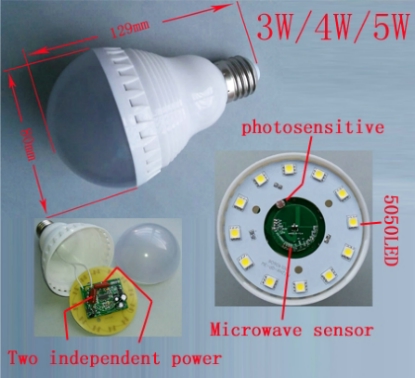 E27 3W Microwave Sensor LED Bulb