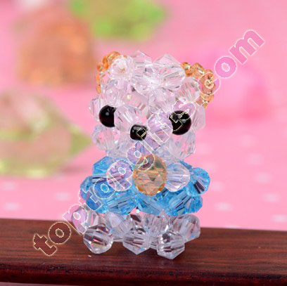 mini 3d beaded lucky bear 4mm bicone crystal beads animal charm