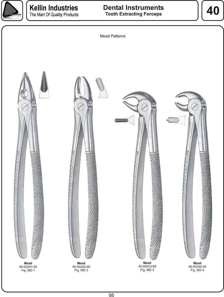 tooth extracting forceps mead patterns dental instruments