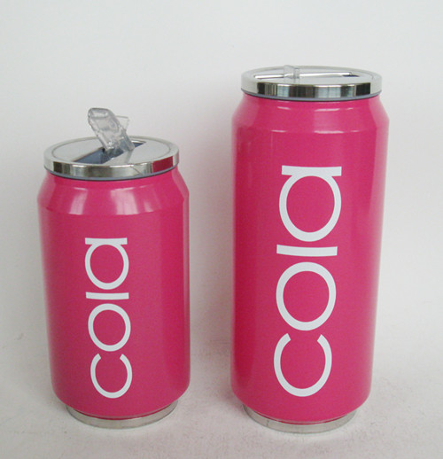 Noverty double wall stainless steel coca cola can shaped bottle with straw SL-3335