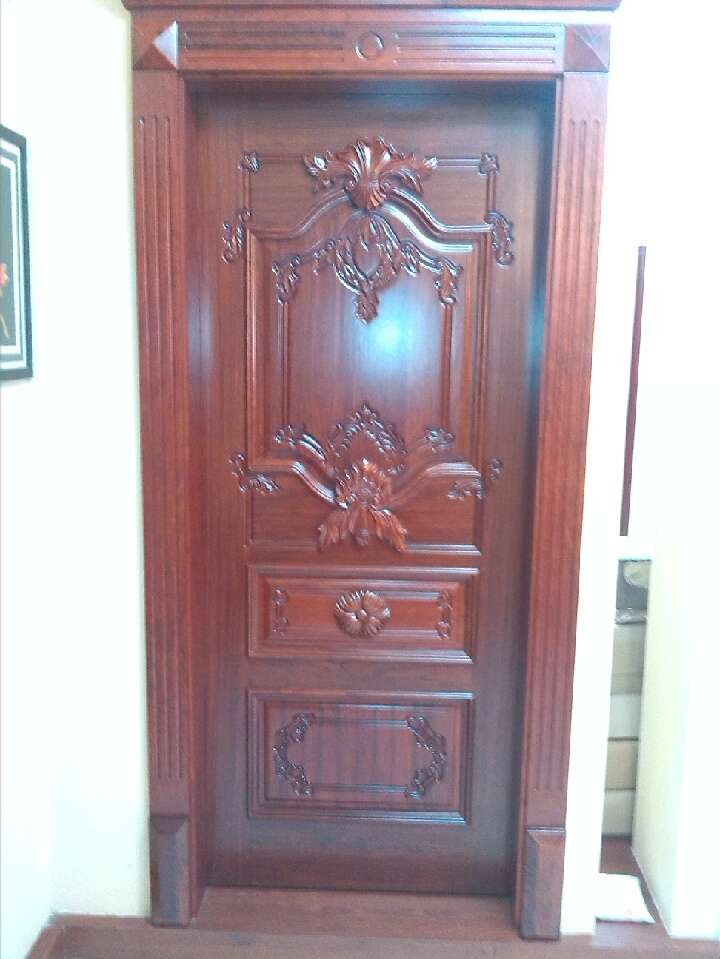 Solid wood door with pattern brazil rosewood material also can be made  in professional 