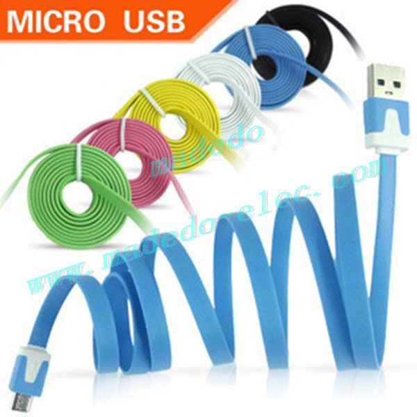colorful flat noodle Micro usb sync charger/data cable 