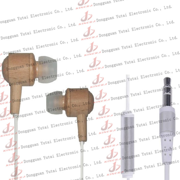 Hottest and fashion in-ear wooden earphone for iPod with mic