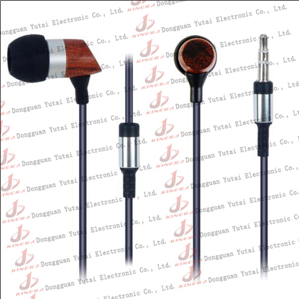 Hottest and fashion in-ear wooden earphone for iPod with mic