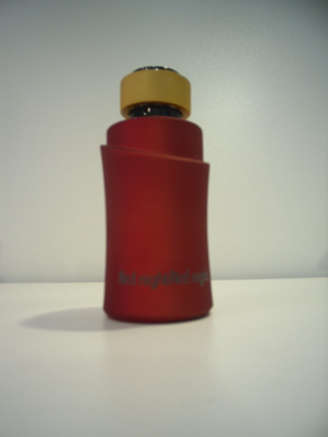 red bottle glass perfume bottle