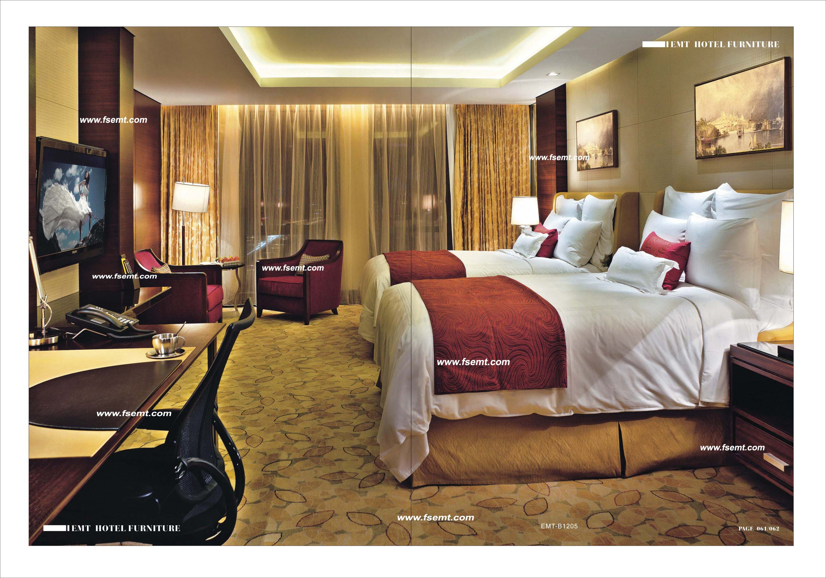 Люкс мебель спальни гостиницы для гостиницы звезды 2013(ЕМТ-B1205) 