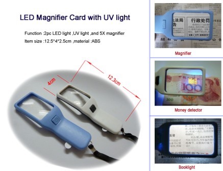LED Magnifier Card with UV light 