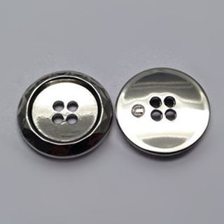 Sewing Button 4 Holes No Logo Shiny Nickle
