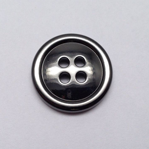 Sewing Button 4 Holes Shiny Gun Metal