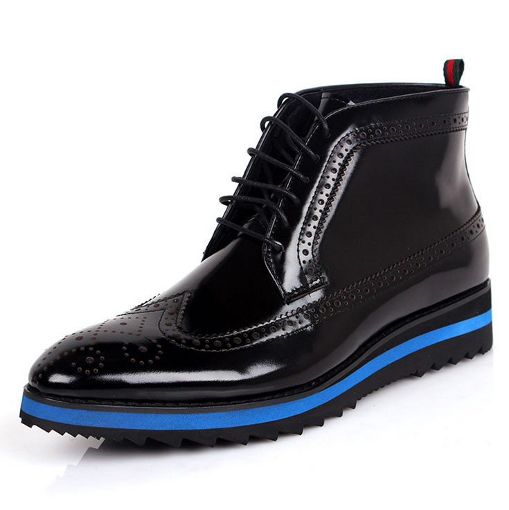 men's genuine leather flat casual boots 