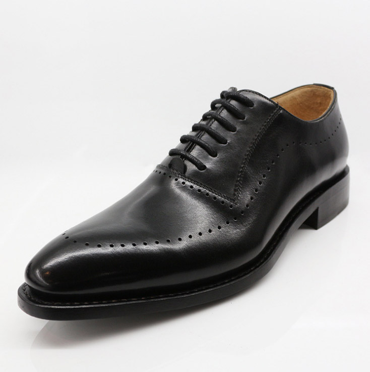 sharp toe formal style genuine leather flat dress shoes for men 