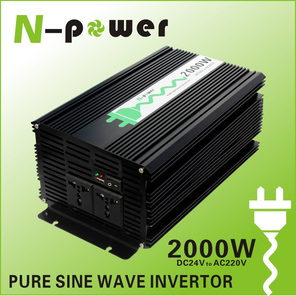 2000W Чистая синусоида DC12V или 24V 48V 96V к AC110V 220VAC Инвертер Product Description (For NP2K-242) Output power: 2000W Peak power: 4000W Input voltage: DC24V Output voltage: 220VAC No-load curre