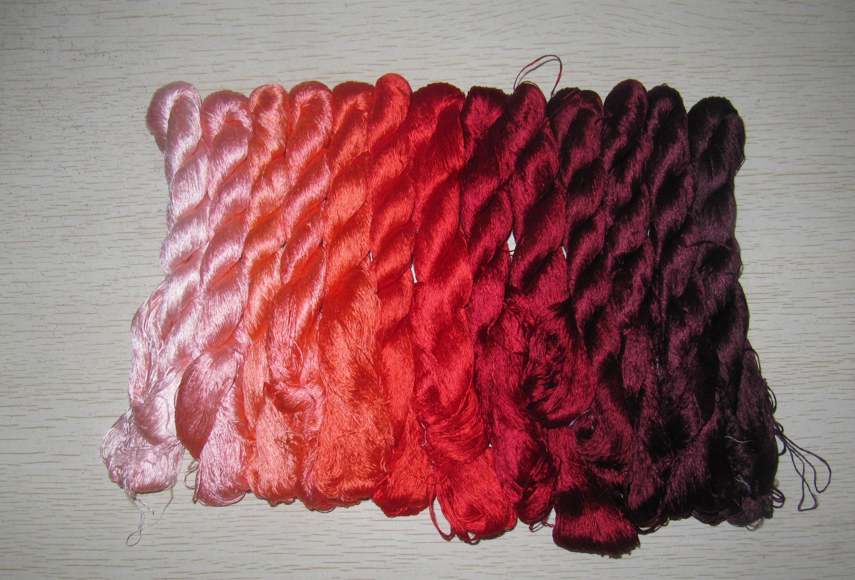 Hand-dyed natural silk embroidery floss / threads